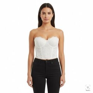 Effordram 6/M White‎ Lace Pullover Underwire Romance Coquette Corset Bustier